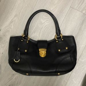Prada black leather shopping tote
